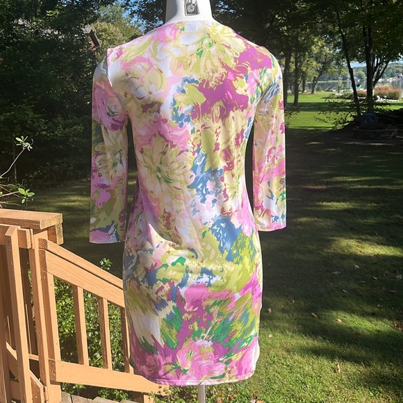 NWT BCBGMAXAZRIA stretch impressionistic sheath dress XS-S - Picture 5 of 11